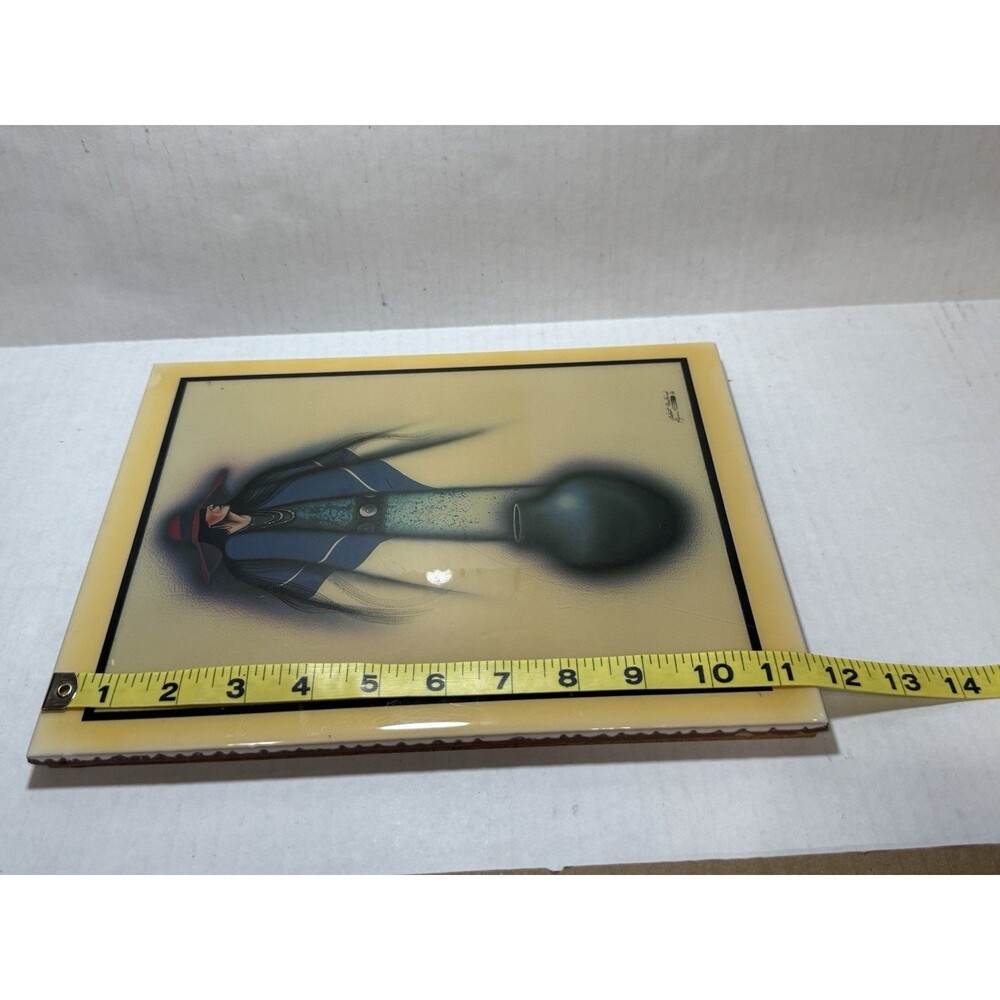 ROBERT REDBIRD JR "THE WATER WOMAN" ACRYLIC ART OVER WOOD - Picture 6 of 9
